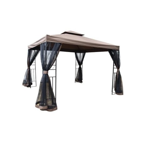 SEASONAL TRENDS Gazebo with Netting, 118 in W Exterior, 118 in D Exterior, 10551 in H Exterior, Square 59661